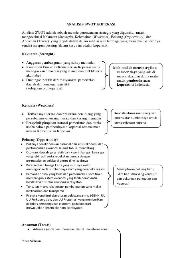 Analisis swot koperasi