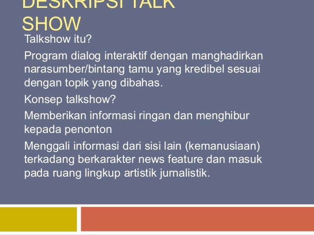 Analisis talkshow sarah sechan Analisis talkshow sarah sechan