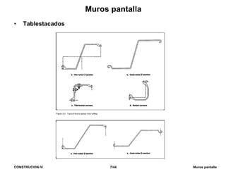 CONSTRUCION IV 7/44 Muros pantalla
Muros pantalla
• Tablestacados
 