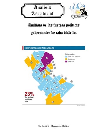 La Pugliese · Agrupación Política
Análisis de las fuerzas políticas
gobernantes de cada distrito.
 