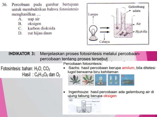 TedY
SKL 13: 3 INDIKATOR
SKL : Menjelaskan sistem organ dalam kehidupan tumbuhan
INDIKATOR 3: Menjelaskan proses fotosintesis melalui percobaan-
percobaan tentang proses tersebut
37
C1 PENGETAHUAN/
C2 PEMAHAMAN
MENJELASKAN, menerangkan
menyimpulkan
 