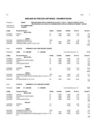 S10

1

Página :

ANÁLISIS DE PRECIOS UNITARIOS - PAVIMENTACION
Presupuesto

0501001

CONSTRUCCION DE PISTAS Y VEREDAS EN ...