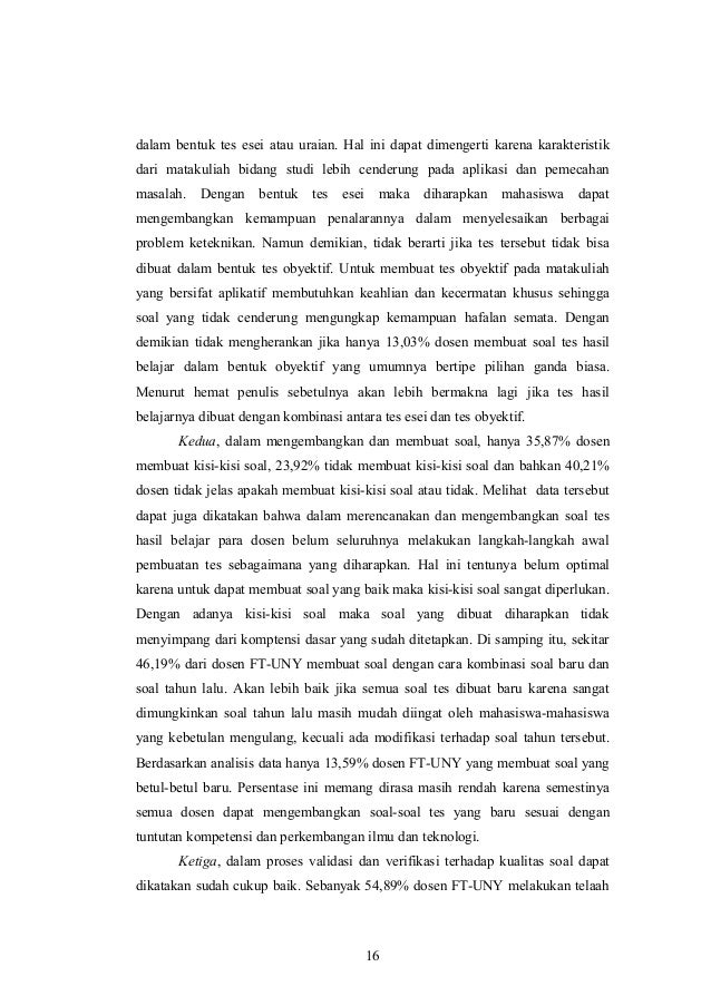 Analisis Validasi Soal Tes Hasil Belajar Pada Pelaksanaan Program Pe