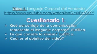 Lenguaje Corporal del Vendedor
https://www.youtube.com/watch?v=QczkPn68KKY
 