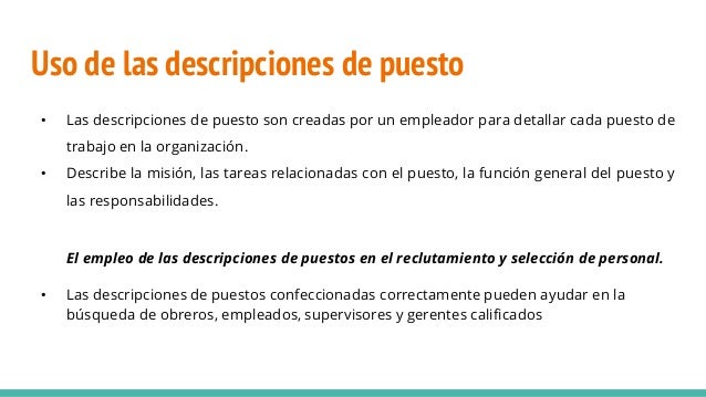 Definicion De Analisis Y Descripcion De Puestos