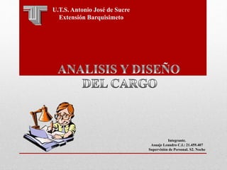 Integrante.
Asuaje Leandro C.I.: 21.459.407
Supervisión de Personal. S2. Noche
U.T.S. Antonio José de Sucre
Extensión Barquisimeto
 