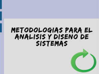Metodologias para el
AnAlisis y Diseno de
Sistemas
 