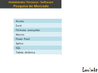 Access
Excel
Fórmulas avançadas
Macros
Power Point
Sphinx
SQL
Tabela dinâmica
 