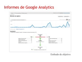 Informes de Google Analytics




                          Embudo de objetivo
 