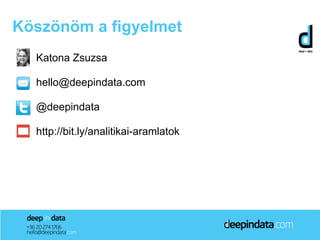 Köszönöm a figyelmet
  Katona Zsuzsa

  hello@deepindata.com

  @deepindata

  http://bit.ly/analitikai-aramlatok
 