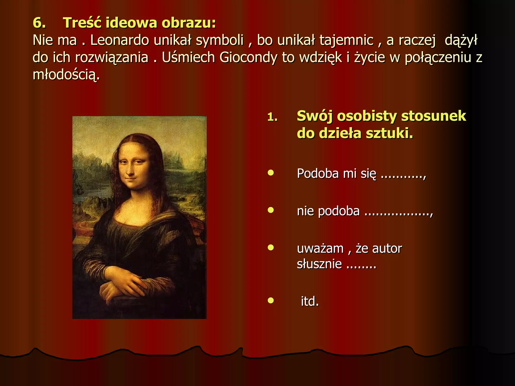 Analiza obrazu Mona Lisa | PPT