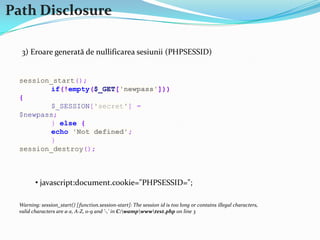  %00 - NULLBYTE</li></li></ul><li>LFD – Local File Disclosure/Download<br />Exemplu de bază<br />$pagina=$_GET['pagina'];<...