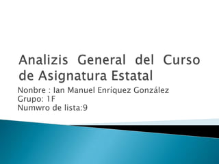 Nonbre : Ian Manuel Enríquez González
Grupo: 1F
Numwro de lista:9
 