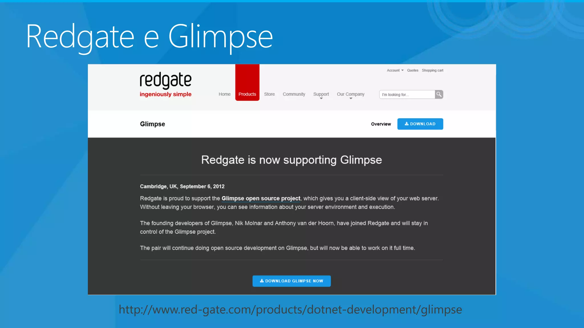 Redgate e Glimpse