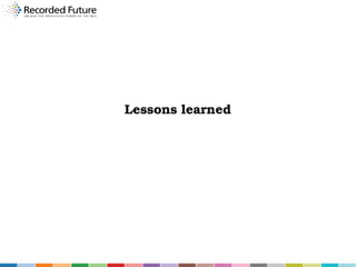 Lessons learned

 