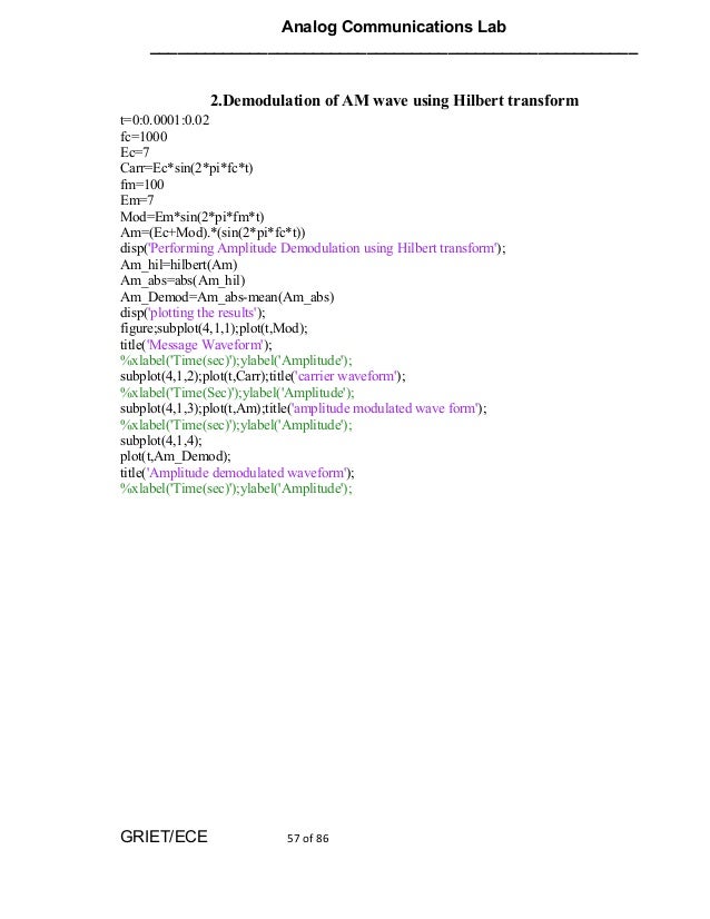 PDF) Analog Communications Lab Laboratory Manual
