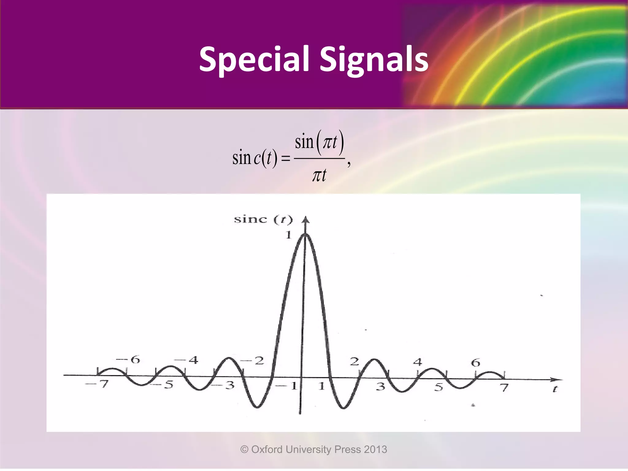 ( )sin
sin ( ) ,
t
c t
t
π
π
=
© Oxford University Press 2013
Special Signals
 