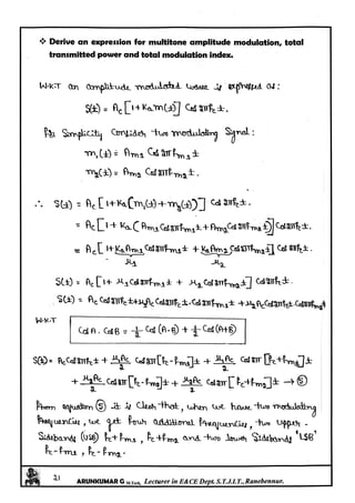 Analog Communication Notes Analog Communication Notes written by Arun Kumar G, Associate Professor ...
