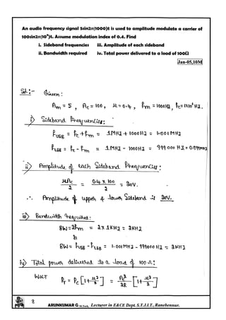 Analog Communication Notes Analog Communication Notes written by Arun Kumar G, Associate Professor ...
