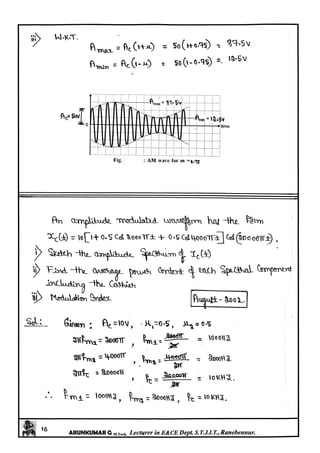 Analog Communication Notes Analog Communication Notes written by Arun Kumar G, Associate Professor ...