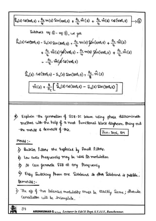 Analog Communication Notes written by Arun Kumar G, Associate Professor, Dept. of E&C, STJIT, Ranebennur, Karnataka, INDIA. Slide 138