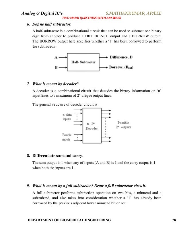 Analog Digital Integrated Circuits Material Short Answers