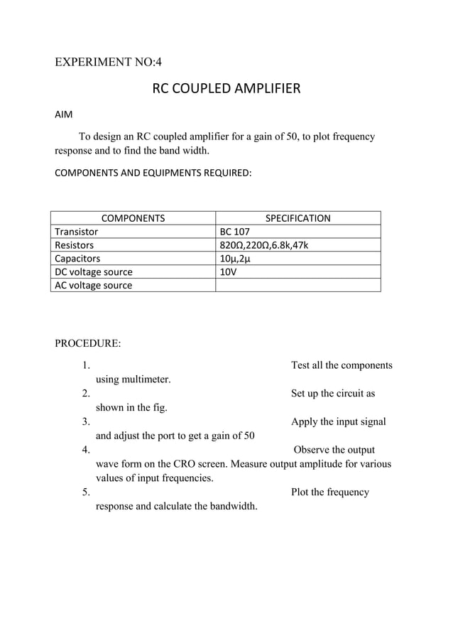 Analog electronics LAB MANUAL PDF