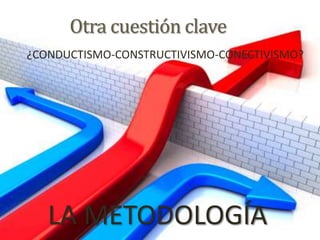 LA METODOLOGÍA
¿CONDUCTISMO-CONSTRUCTIVISMO-CONECTIVISMO?
Otra cuestión clave
 