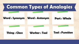 Analogies Lesson for Grade 7 students 2023 | PPTX