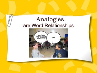 Analogies
are Word Relationships
 