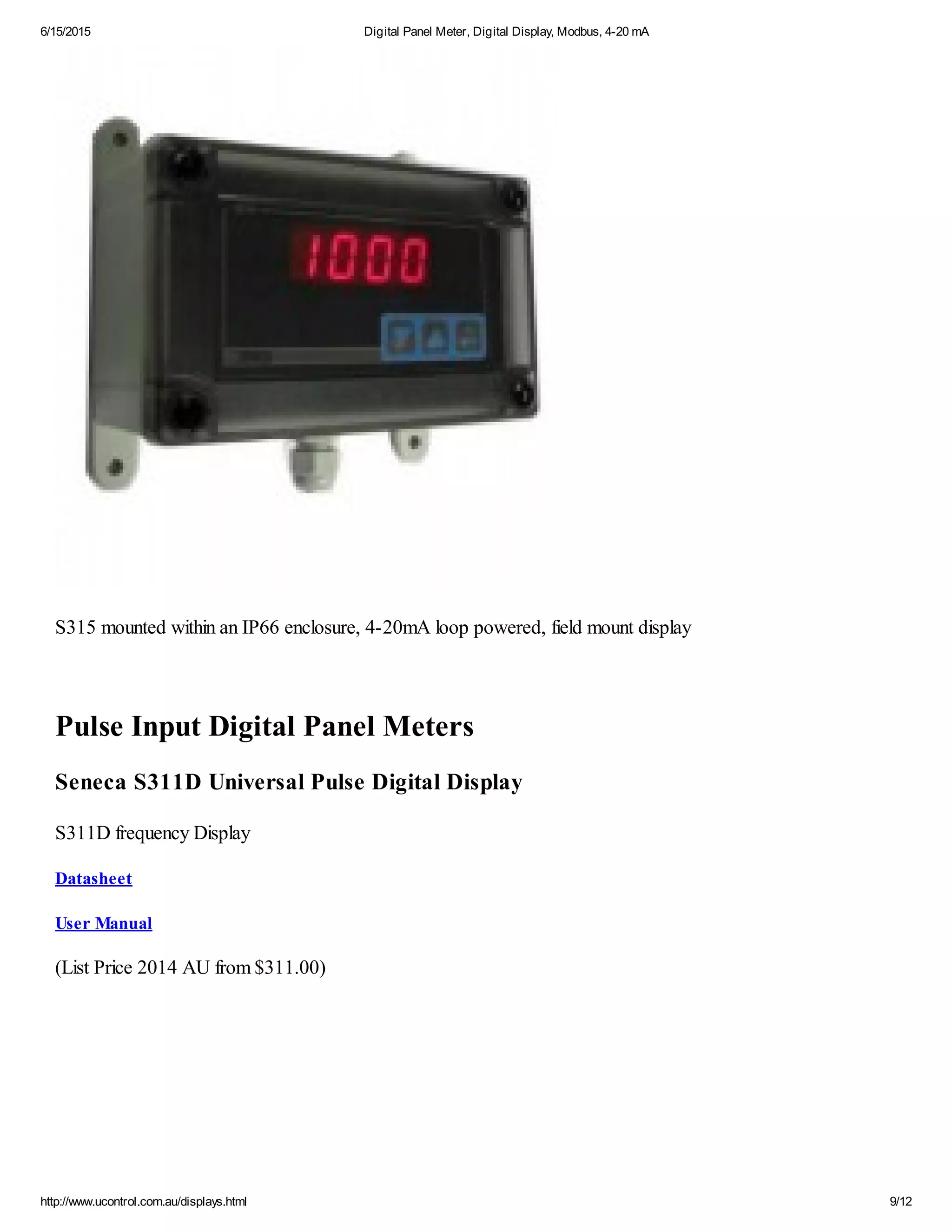 Analog Input Digital Panel Meters | PDF