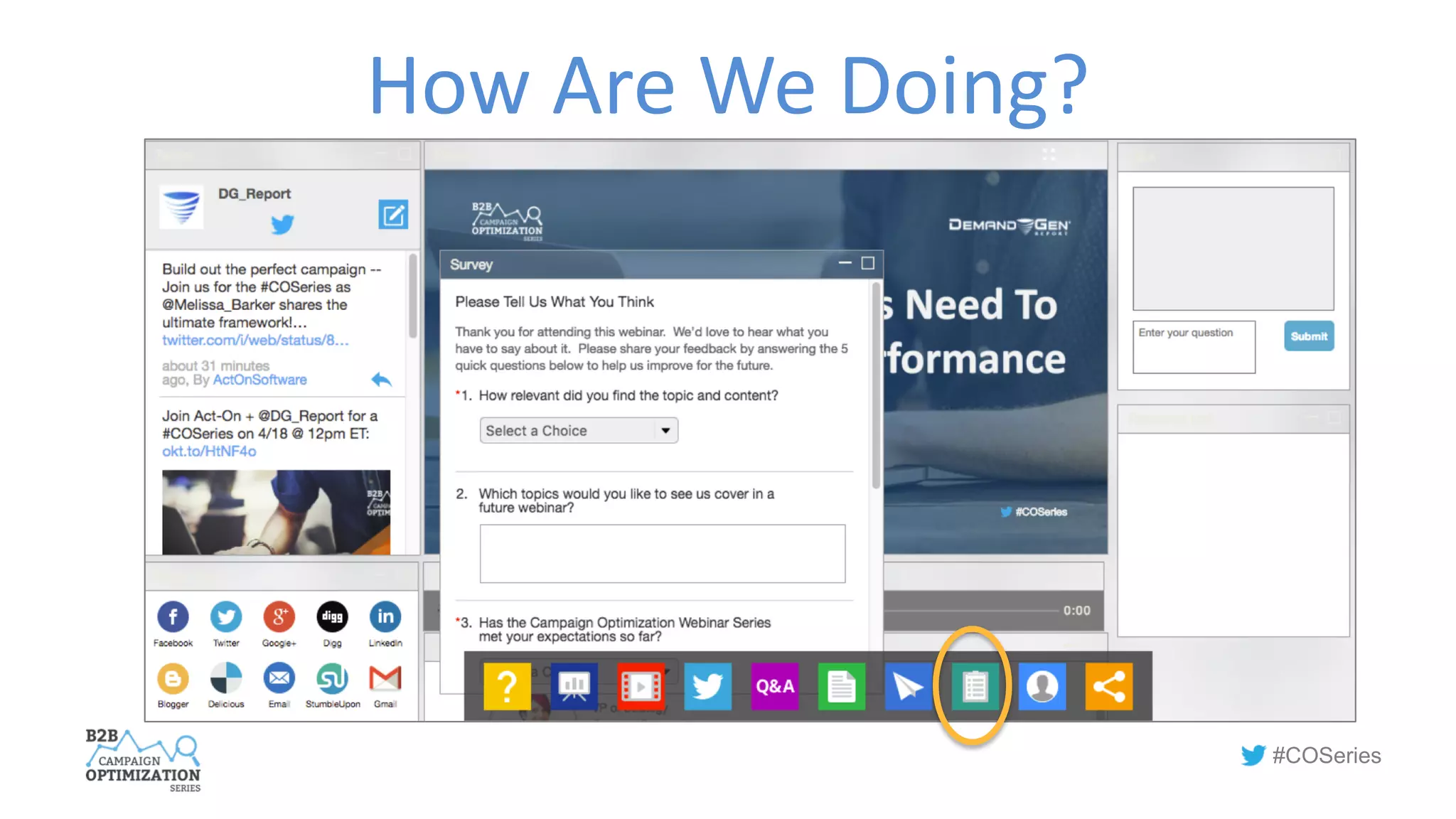 #COSeries
How Are We Doing?
 