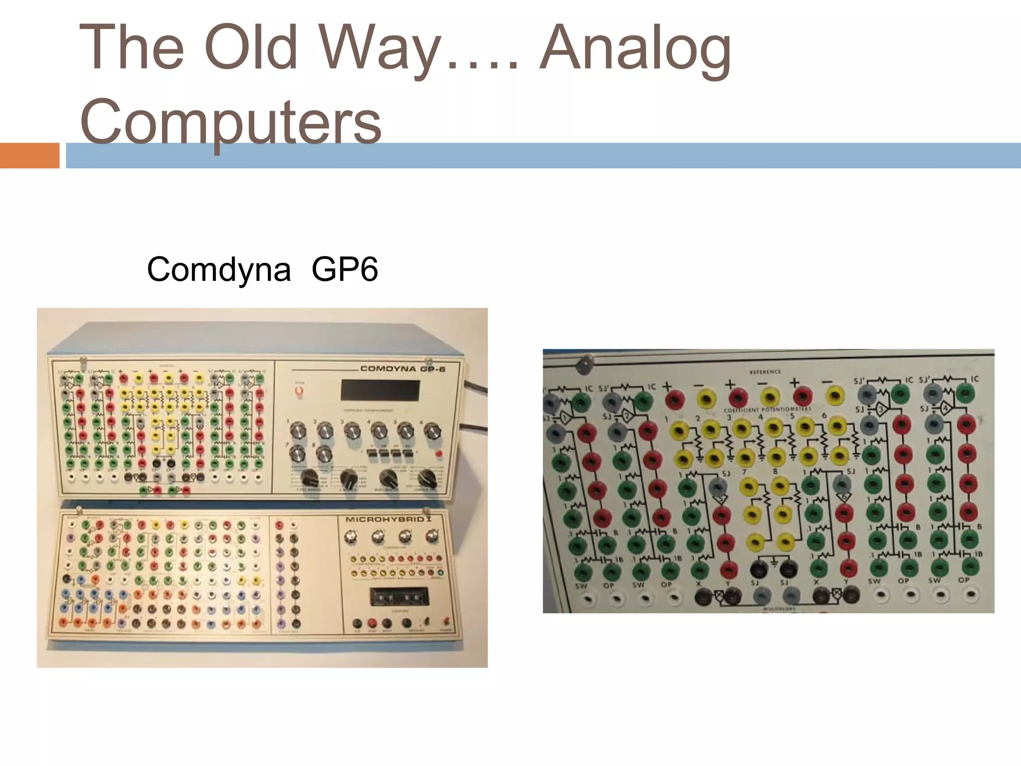The Old Way…. Analog
Computers
Comdyna  GP6
 
