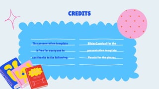 This presentation template
is free for everyone to
use thanks to the following:
CREDITS
SlidesCarnival for the
presentation template
Pexels for the photos
 