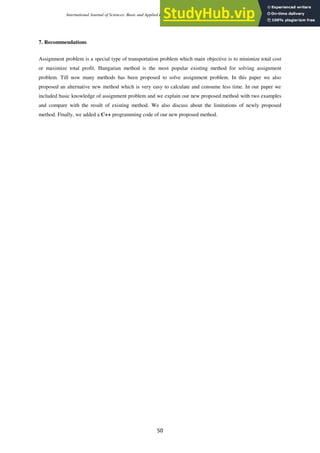 An Alternative Proposed Method For Solution Of Assignment Problem | PDF