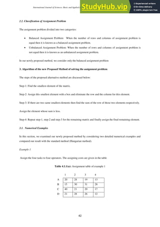 An Alternative Proposed Method For Solution Of Assignment Problem | PDF