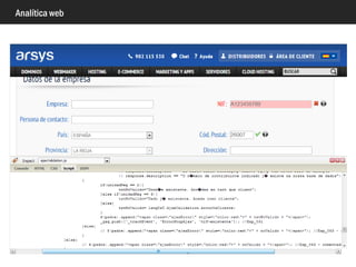 Analítica web
Eventos: medir descargas a contenido que no sea una página
 