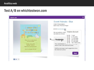 Analítica web
Experimentos en analytics
 