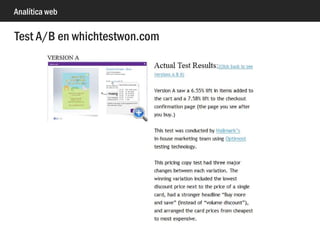 Analítica web
Experimentos en analytics
 