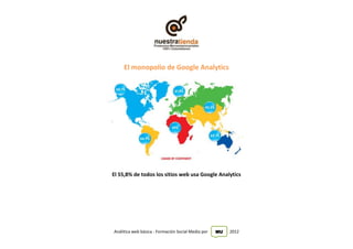 El monopolio de Google Analytics




El 55,8% de todos los sitios web usa Google Analytics




Análitica web básica - Formación Social Media por   MU   2012
 
