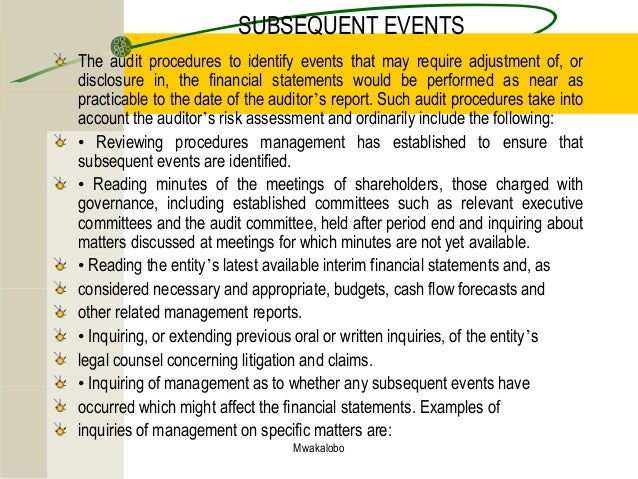 Examples Of Management Procedures To Identify Subsequent Events – WXCQRB
