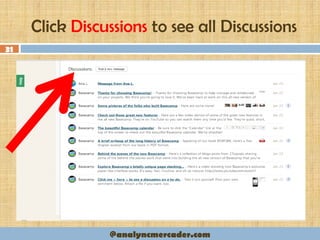 Click Discussions to see all Discussions
31
@analyncmercader.com
 