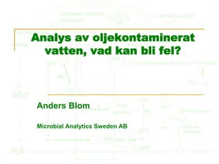 Analys av oljekontaminerat 
vatten, vad kan bli fel? 
Anders Blom 
Microbial Analytics Sweden AB 
 