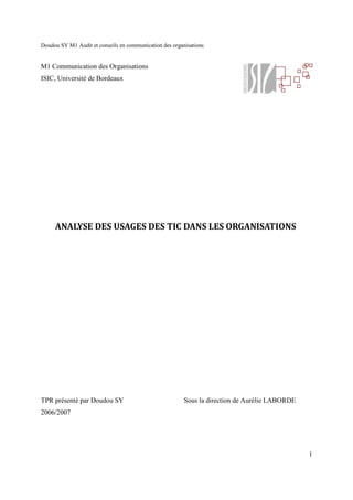 Analyse Des Usages Tic Tpr