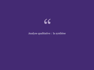 L’accessibilité des portails de bibliothèques
Paris. Ministère de la Culture et de la Communication
Analyse qualitative : la synthèse“
 