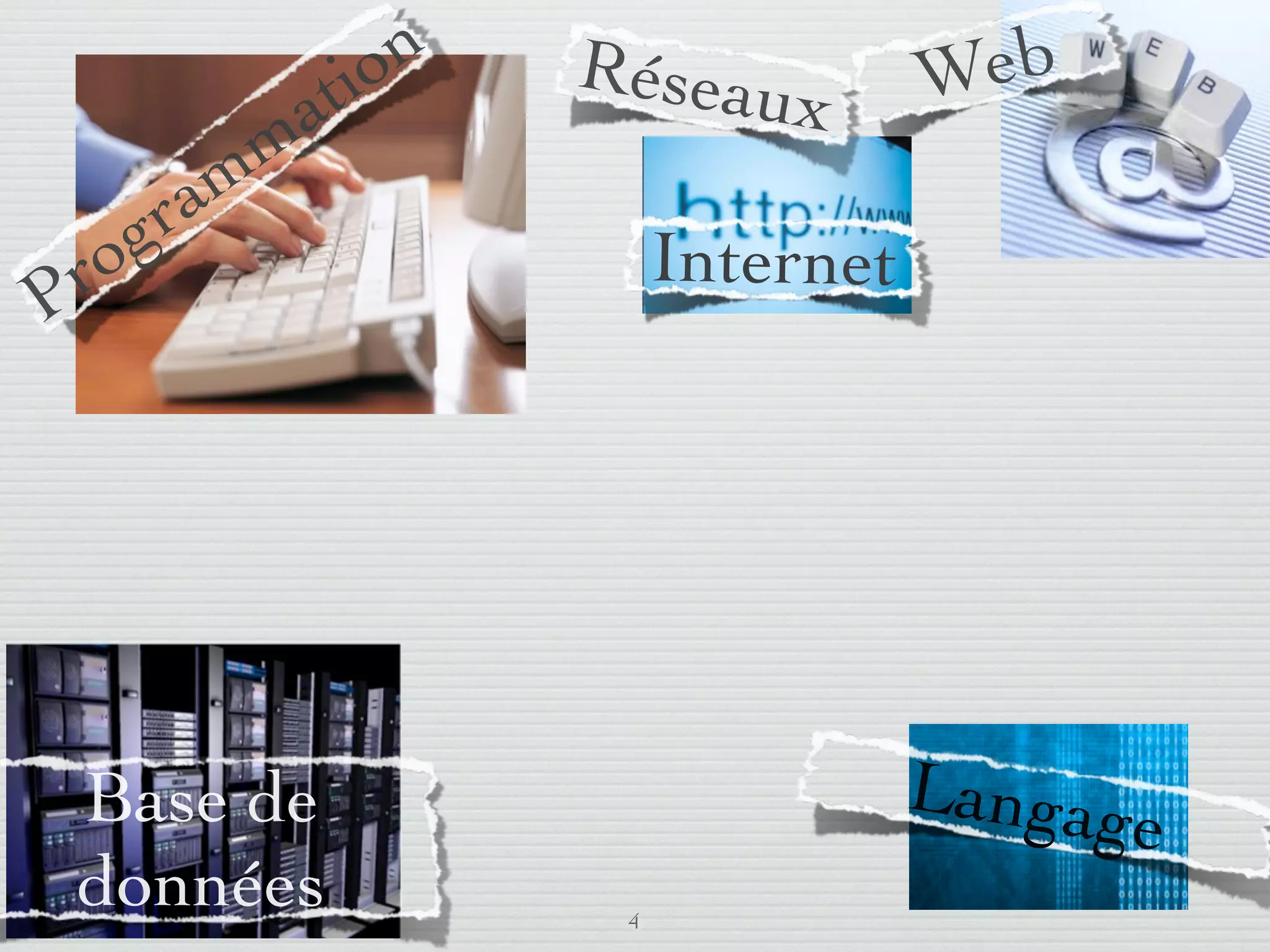 io n   Réseau          Web
                          a t             x
                        mm
              g      ra
      r     o                            Internet
    P




         Base de                                    Langag
                                                          e
         données                     4
lundi 5 septembre 2011
 