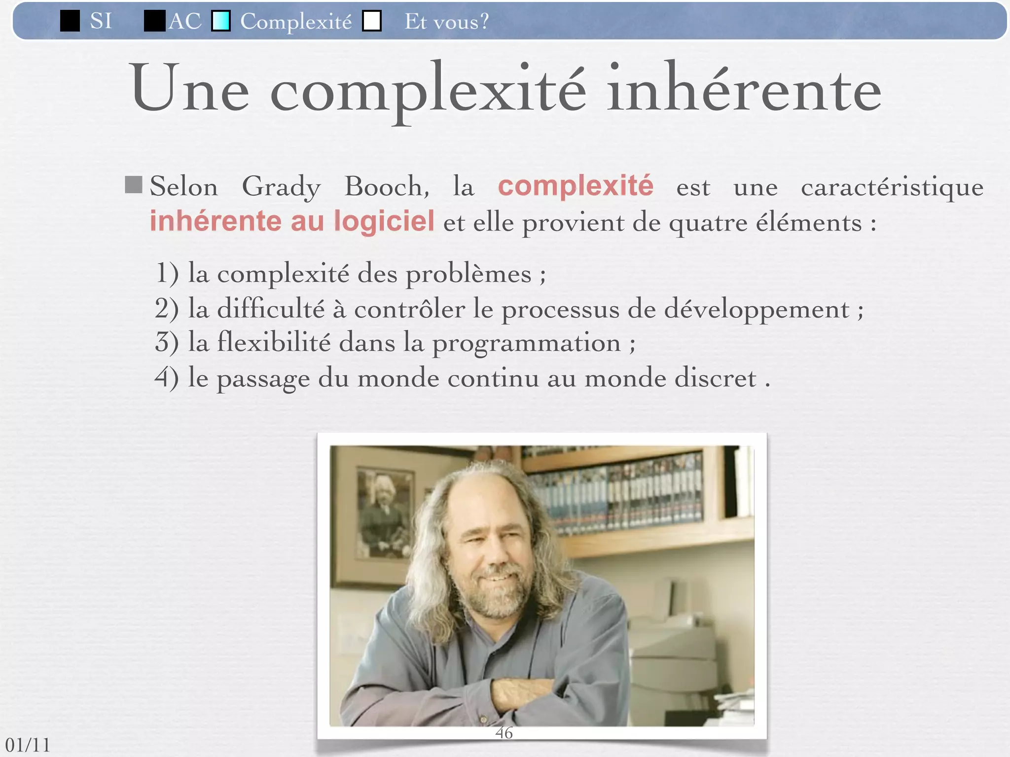 SI          AC   Complexité     Et vous?
                         Informatique des JO d'hiver de Vancouver
                                            Sûreté et Sécurité
                                                    Assurer l'intégrité des informations
                                                   enregistrées et transmises via les systèmes
                                                   des JO
                                                   => coordinations
                                                   => tests des applications et des matériels
                                                   (PC et serveurs) des JO 2010. 
                                                   => zones réseau étanches les unes des
                                                   autres, antivirus, systèmes de détection
                                                   d'intrusion....



                                              1) Coordination des prestataires
                                              2) Laboratoire de tests


                                                         37 /76
 09/11
lundi 5 septembre 2011
 