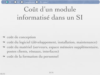 SI         AC   Complexité   Et vous?


                              Cycle de vie du SII




                                                      27 /76
 09/11
lundi 5 septembre 2011
 