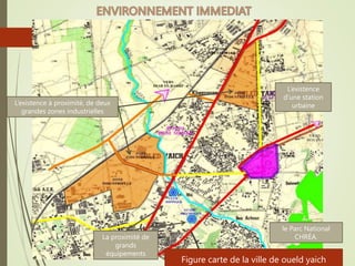 L’existence à proximité, de deux
grandes zones industrielles
La proximité de
grands
équipements
L’existence
d’une station
urbaine
le Parc National
CHRÉA.
Figure carte de la ville de oueld yaich
 