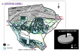 Bâti
Non Bâti
Figure : le bâti et le nom bâti
12%
89%
Le rapport bâti/non bâti
Bâti
Non Bâti
4 - SYSTÈME LIBRE :
 